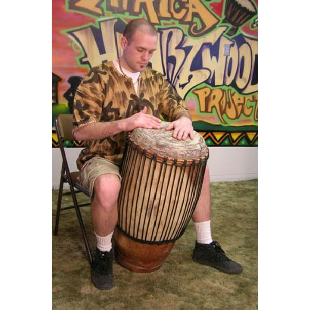 Hand-carved African Solid Wood Conga Drum Super Tumba with Bass 13x30